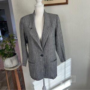 Vintage 90s Bentley black and white plaid blazer